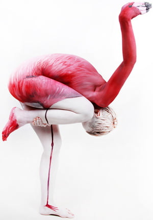 Flamingo desenat pe un trup